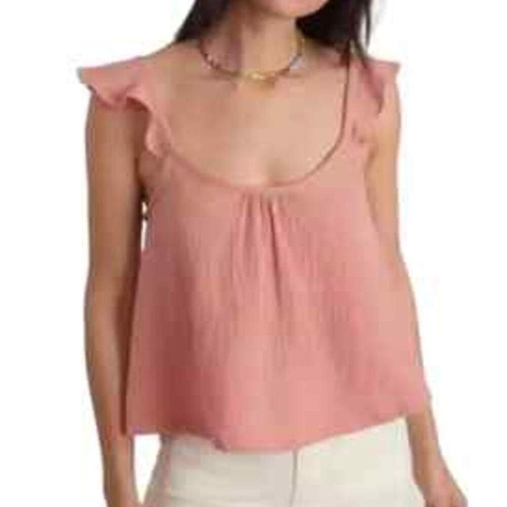 Marine Layer Jude Flutter Sleeve Tank Top Rosette Pink Women's Size XS NEW
